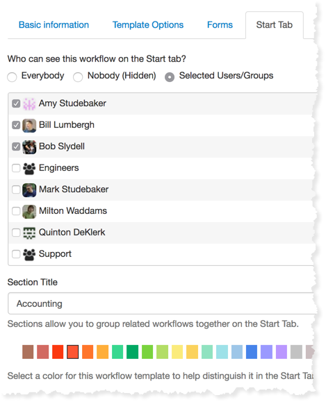 Creating Workflow Template Sections