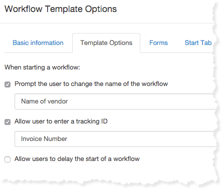 Workflow starting options